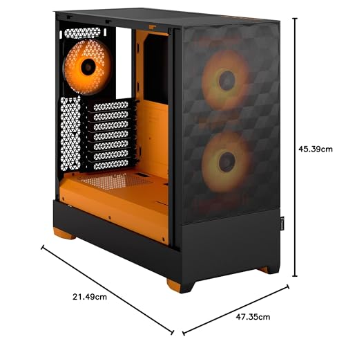 Fractal Design Pop Air Rgb Orange Core - Tempered Glass Clear Tint - Honeycomb Mesh Front – Tg Side Panel - Three 120 Mm Aspect 12 Rgb Fans Included – Atx High Airflow Mid Tower Pc Gaming Case - View 13