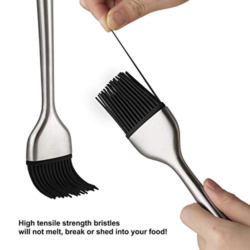 VOXLOVA Basting Brush, BBQ Grilling Pastry Brush - Food Grade 304 Stainless Steel Handles with Back up Silicone Brush Heads, for Kitchen Cooking, Marinating, Baking