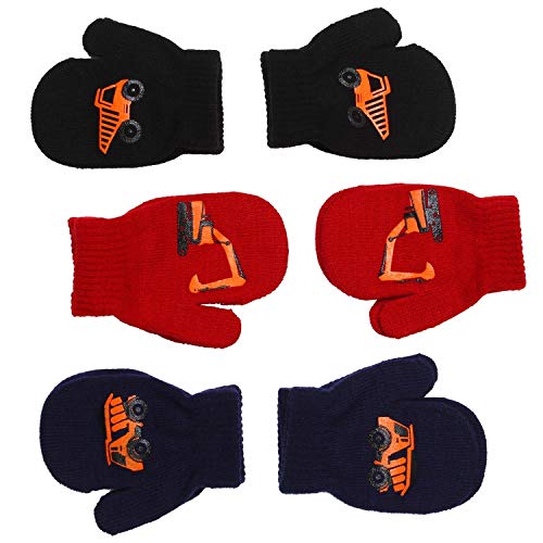 Coobey 6 Pairs Toddler Magic Stretch Mittens Winter Unisex Baby Knitted Gloves Mittens (Mixed Color I, 1-3 Years) - Thumbnail 3