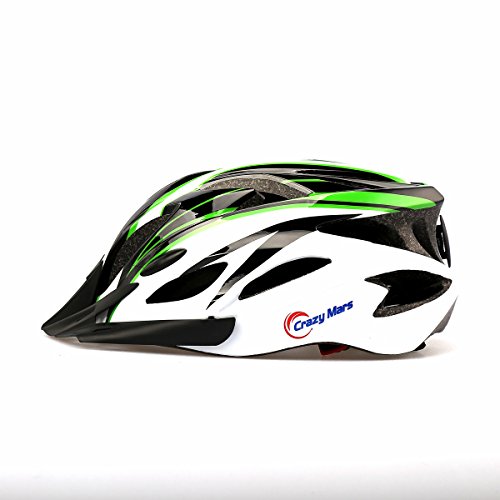 Ultralight Stable Road/Mountain Mens/Womens Bike Helmet-green+black+white - Thumbnail 2