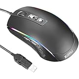 EUKYMR Computer Gaming Mouse Professional Optical Wired 6 Adjustable DPI Levels up to 3200 DPI,Circular &amp; Breathing LED Light, 6 Buttons for Gamer PC MAC Laptop Wired Gaming Mouse