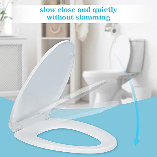 Elongated Soft Close Toilet Seat with GripTight Bumpers MUYE Easy to
