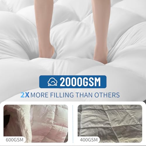 4 Inch Memory Foam Mattress Topper with 6"-18" Deep Pocket (King,78"x80") | 2000 GSM Filling Extra Thick Pillow Top for Back Pain,With Breathable Cover Design For Hot Sleeper,Like sleeping in the cloud