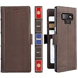 Galaxy Note 9 Leather Wallet Case - iPulse Vintage Book Series Italian Full Grain Leather Handmade Flip Case for Samsung Galaxy Note 9 with Magnetic Closure - Retro Brown