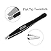 AMTOK Eyebrows Tweezers Kit Professional Plucking Tools Kit Stainless Steel,Flat,Slant and Pointed Tip Tweezers (Black)