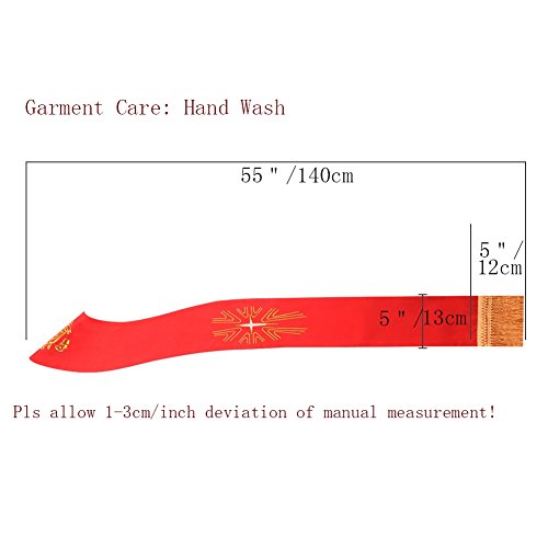 BLESSUME Red IHS Stole with Tassels