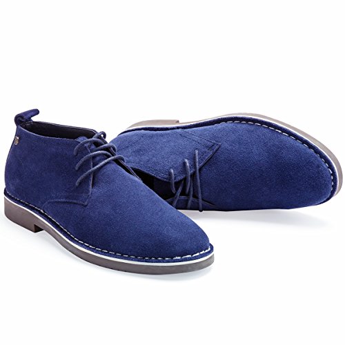 Men's Chukka Boots Genuine Suede Lace up Dersert Shoes Blue 10 - Thumbnail 3