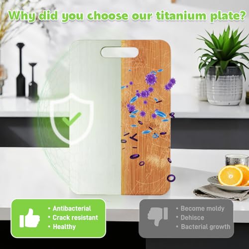 Titanium Cutting Board 3-Piece Set Pure Titanium Cutting Boards for Kitchen - Double-Sided Food-Grade Chopping Board Non-Stick Durable and Easy to Clean (M/L/XL 3-Piece Set)