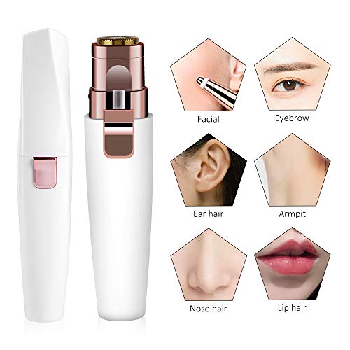 Facial Hair Remover Eyebrow Trimmer for Women, WanderLand 2 in 1 USB Rechargable Painless Hair Trimmer Epilators Electric Shaver