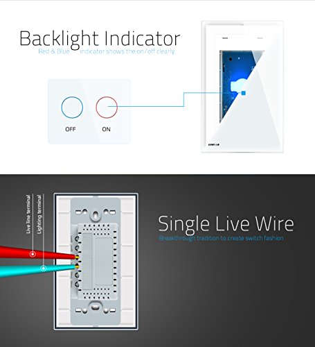 image for LIVOLO White US Standard 1 Gang 1 Way Wall Touch Light Switch with LED