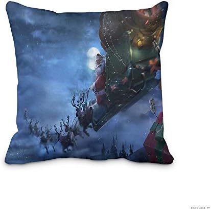 Festival Ornaments Pillow Case Holiday Christmas Santa Reindeer Sleigh Cushion Cover 18x18inch