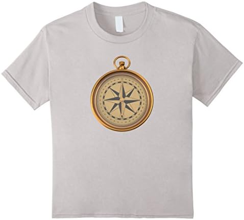 Kids Antique Golden Exploration Compass T-Shirt 12 Silver