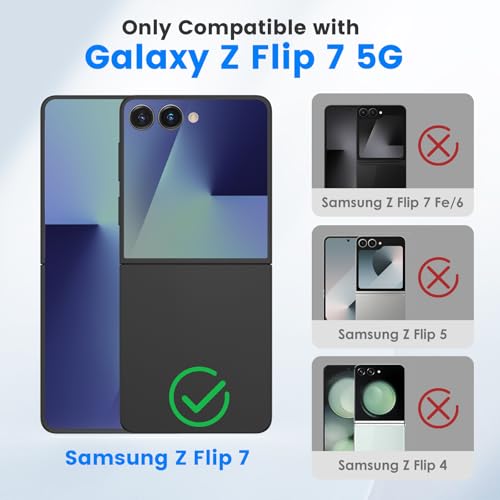 HWeggo Galaxy Z Flip 7 Case, with [Anti-Spy Screen Protector] [MagSafe Compatible] [Strong Stand] [Wireless Charging] Case for Samsung Galaxy Z Flip 7 5G, Blue