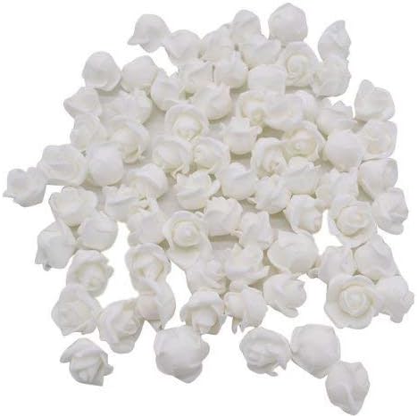 Creatively Natural s -Silk Cream Roses Flower Head, Artificial Flowers Heads for Wedding Flowers Accessories Make Bridal Hair Clips Headbands Dress,Tiara Making (50pcs White)