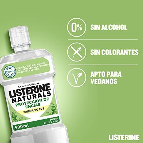 Listerine naturals - enxaguante bucal, proteção gengival, sabor suave, 500 ml
