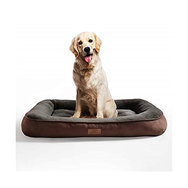 Bedsure Plush Dog Bed Extra Large Machine Washable Pet Bolster Bed for