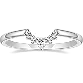 Mameloly Wedding Bands for Women Pear & Round Shaped CZ Cubic Zirconia Curved Stackable Engagement Rings for Her Size 3-12