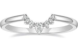 Mameloly Wedding Bands for Women Pear & Round Shaped CZ Cubic Zirconia Curved Stackable Engagement Rings for Her Size 3-12