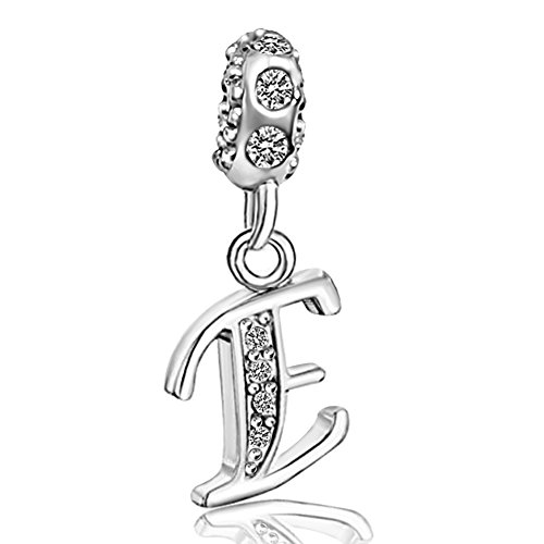JMQJewelry E Letter Initial Alphabet Dangle Crystal Birthstone Charms For Bracelets Necklace