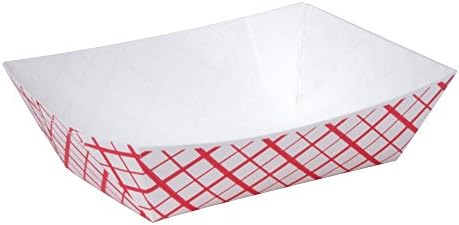 A World Of Deals #25 Paperboard Red Check Food Tray, 1/4-lb Capacity (Pack of 250)