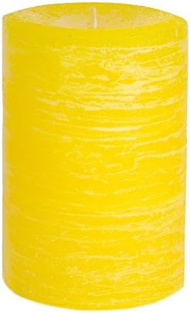 Nordic Candle - Rustic Pillar Candle - 3x4 Inch Yellow - Unscented