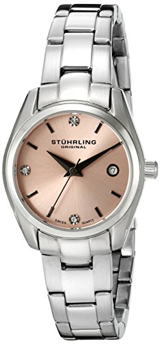 Stuhrling Original Women's 414L.02 Classic Ascot Prime Watch with Pink Dial and Swarovski Crystals