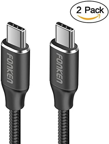 (2 Pack)USB C to USB C Cable 6.6ft FONKEN Fast Charging Type C to Type C 2.0 Cable Braided Data Transfer USB C to C Cable for Nexus 6P 5X, Google Pixel 2/2 XL, MacBook Pro, HTC U11,LG V30, Samsung S8