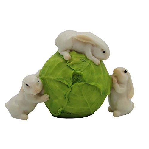 Enchanted Story Fairy Garden Figurine Rabbits Rolling Cabbage