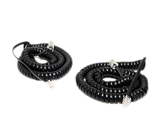 Yohii 2Pcs 12ft RJ9 Telephone Cord Extension Cable Landline Phone Handset Cord with 4P4C RJ9 Plugs