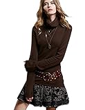 Artka Women's Pure Cashmere Turtleneck Pullover Sweater Dark Coffee Size M