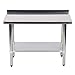 Commercial Prep Kitchen Work Table Stainless Steel Metal Table with Adjustable Foot Backsplash NSF Scratch Resistent and Antirust (24Wx48L)