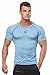 Jed North Men's Bodybuilding Workout Short Sleeve Tee Slim Fit T Shirt for Gym Aqua Blue Medium