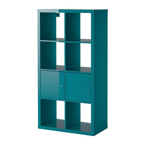 IKEA KALLAX Shelving unit with doors, highgloss turquoise 77x147
