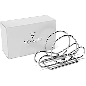 Venalini Stainless Steel Napkin Holder, Silver Chrome