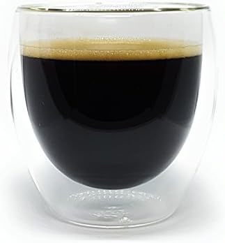 Beanvial 1-Piece 6 Oz Handleless Double Wall Coffee Cup. Big Durable Coffee Cups Good for Lungo and Latte Art Set.