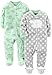 Simple Joys by Carter's Baby 2-Pack Neutral Fleece Footed Sleep and Play, Grey/Mint Green Animal, 6-9 Months