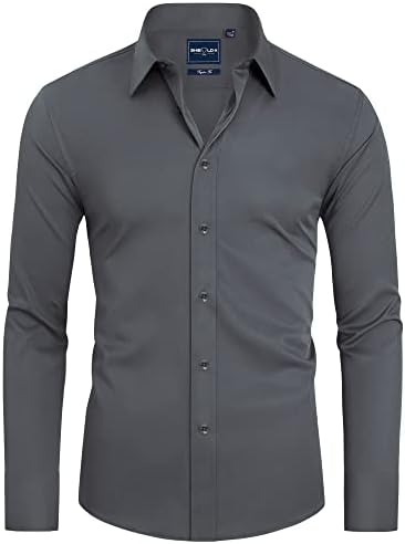 Amazon.com: ZTXTIM Men's Stretch Wrinkle Free Dress Shirts Formal Wedding  Prom Long Sleeve Slim Fit Button Down Shirt A-Green : Sports & Outdoors