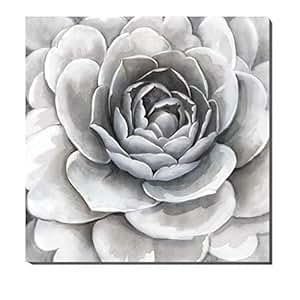 Amazon.com: 3Hdeko - Gray Flower Canvas Wall Art Grey White Floral