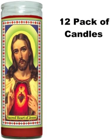 Sacred Heart of Jesus Religious Prayer Candle Case of 12 / Sacred Heart of Jesus Novena Vigil Candle Case of 12