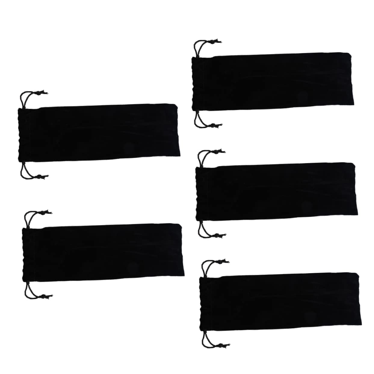 TOPBATHY 5pcs Black Flannel Carrying Case Lightweight Storage Bag for Reusable Drinking Forks Spoons Convenient Drawstring Design Easy to Clean for Home Travel