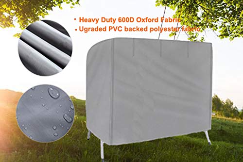 iiSPORT 3 Seater Hammock Swing Glider Canopy Cover w/Reinforced 600D Oxford - Waterproof Outdoor Garden Triple Cover with 3 Year Warranty, Gray, 80" Lx 60" W x 72" H - Thumbnail 7
