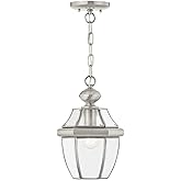 Livex Lighting 2152-91 Monterey 1-Light Outdoor Hanging Lantern, Brushed Nickel