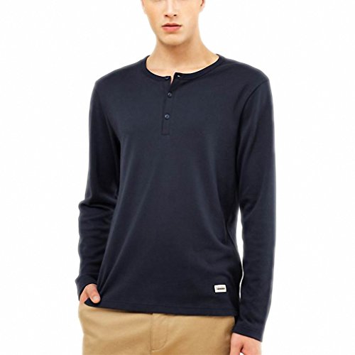Men T-shirt Solid Henley Neck Cotton Tee Long Sleeves Autumn Style Casual Plain Tshirts Hombre I Vestiti
