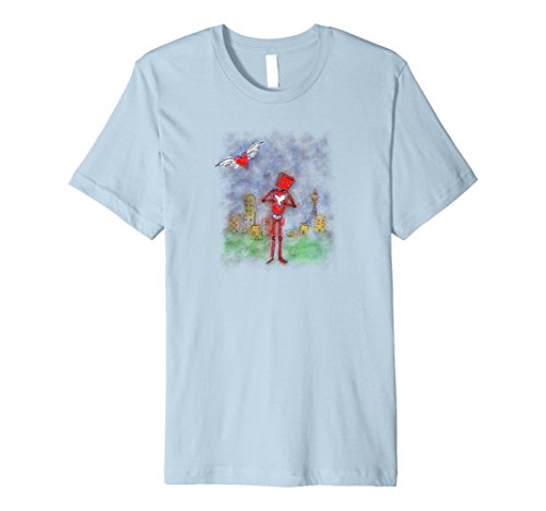 Mens square headed robot and the flyaway love t-shirt m…