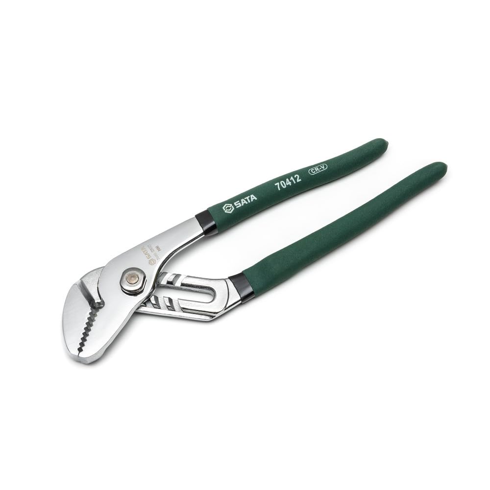 SATA ST70412ST 10-Inch Straight Jaw Tongue-and-Groove/Waterpump Pliers, with Chrome Vanadium Steel Body and Dipped Handles