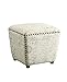 Upholstered Ottoman with Nailhead Trim Off White 501108