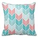 Coral Aqua Blue Large Chevrons Throw Pillow Case 18x18
