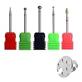 Gimiton 5 pcs Diamond Nail Drill Bit Rotary Dremel Burr Ball Head Cuticle Clean File for Nail Art Salon Manicure Pedicure Tools with Nail Art Mixing Palette (1.0mm/2.3mm/2.7mm/3.0mm/4.0mm)