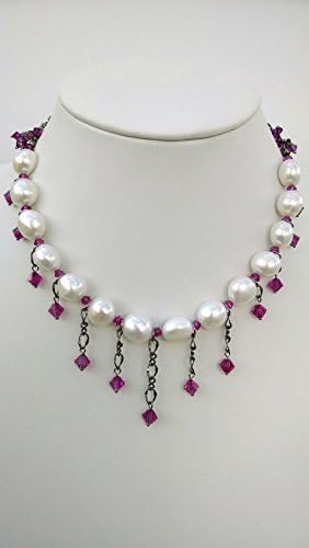 Baroque freshwater pearl, and crystal necklace and earring set