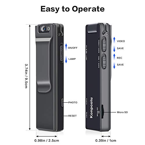 Camera no WiFi Needed - Mini Body Camera Video Recorder - Camera Motion Activated - Nanny Small Cam - Tiny Camera - Small Security Camera for Home and Office (with 32G Card) - Thumbnail 3